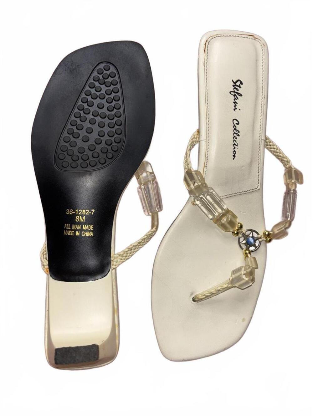 Steffani Collection Womens White Kitten Beaded Heels